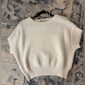 Zara Cream Textured Knit Top